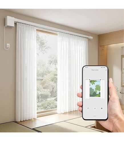 Amazon.co.jp: Olideスマート電動カーテンレール、自動開閉カーテン